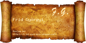 Frid Györgyi névjegykártya
